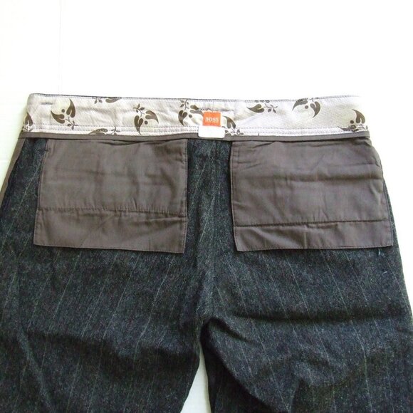 Hugo Boss grey pants wool pinstripe Joyce style women's trousers fall winter - Picture 6 of 12